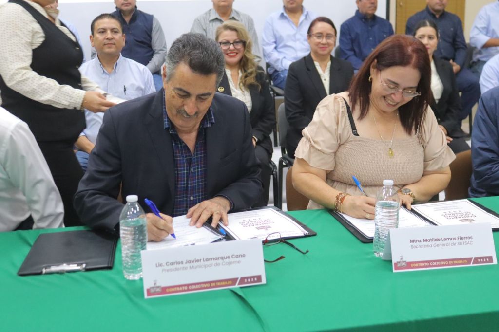 FIRMAN GOBIERNO MUNICIPAL DE CAJEME Y SUTSAC-CTM CONVENIO COLECTIVO DE TRABAJO&nbsp;2025-2027