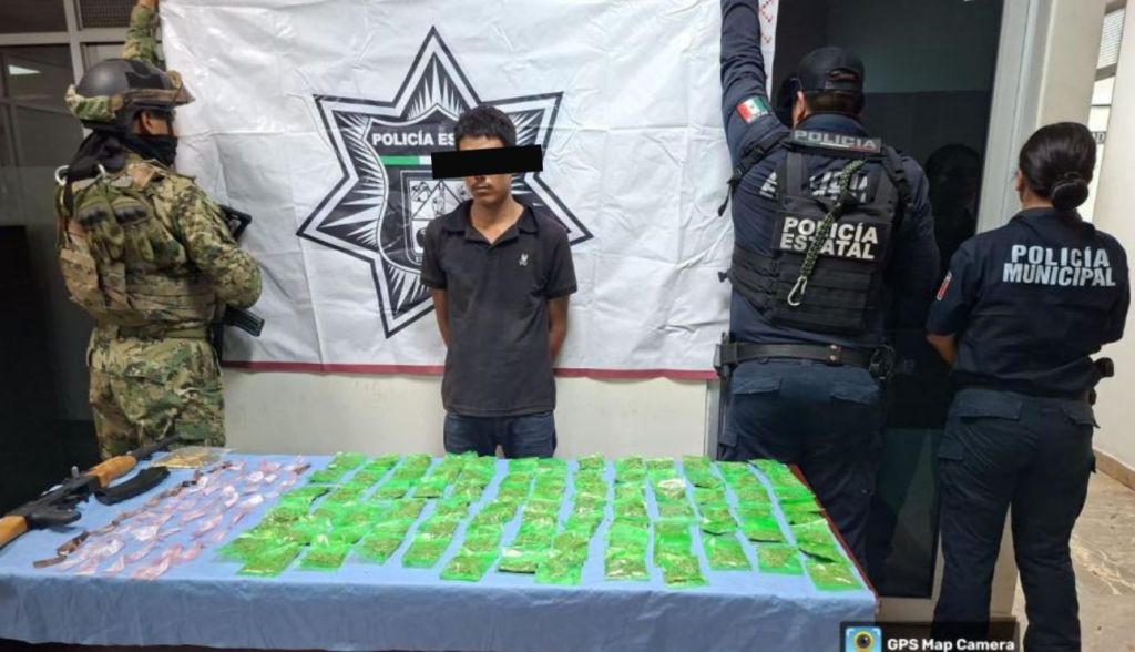 DETIENE SSPM, POLICÍA ESTATAL Y MARINA A SUJETO CON DOSIS DE DROGA Y ARMA EN LOS&nbsp;PRESIDENTES